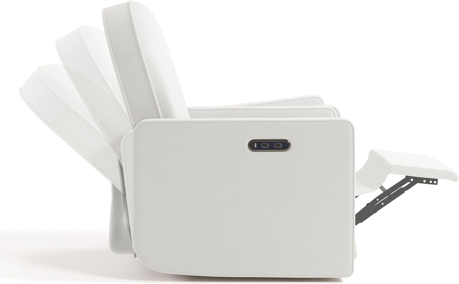 imageGraco Olivia SmallSpaces Premium Nursery Power Recliner Swivel Glider Ivory Boucle Smaller Profile for Smaller Rooms Upholstered Power Recliner Chair USB Charging Port Durable Metal BaseIvory Basketweave