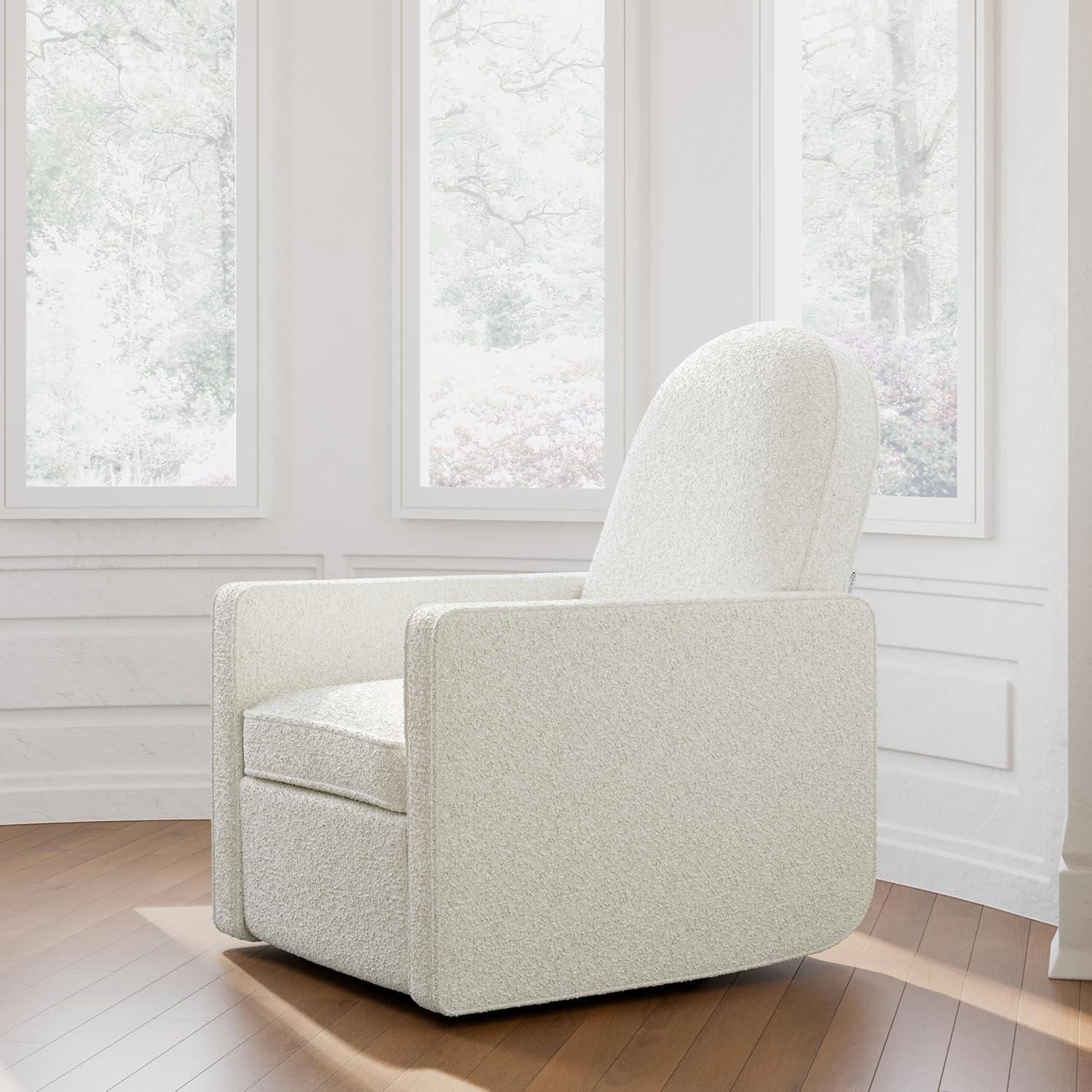 imageGraco Olivia SmallSpaces Premium Nursery Power Recliner Swivel Glider Ivory Boucle Smaller Profile for Smaller Rooms Upholstered Power Recliner Chair USB Charging Port Durable Metal BaseIvory Boucle