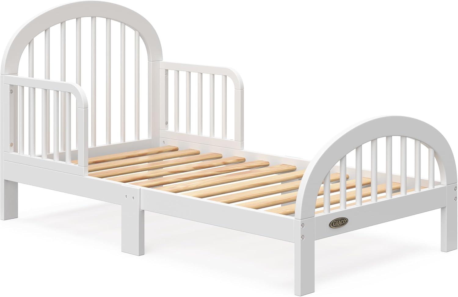 imageGraco Olivia Toddler Bed Driftwood GREENGUARD Gold Certified Includes Toddler Safety Guardrails Fits Standard Crib amp Toddler Mattress Stylish Arched DesignWhite