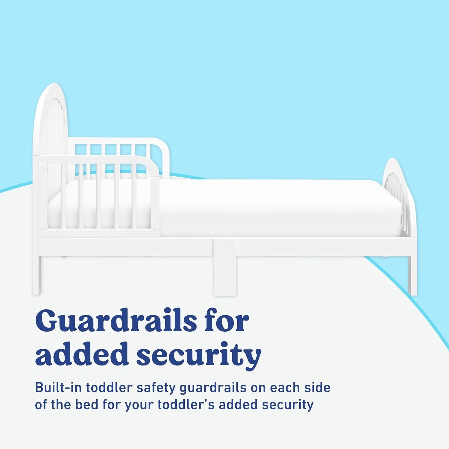 imageGraco Olivia Toddler Bed Driftwood GREENGUARD Gold Certified Includes Toddler Safety Guardrails Fits Standard Crib amp Toddler Mattress Stylish Arched DesignWhite