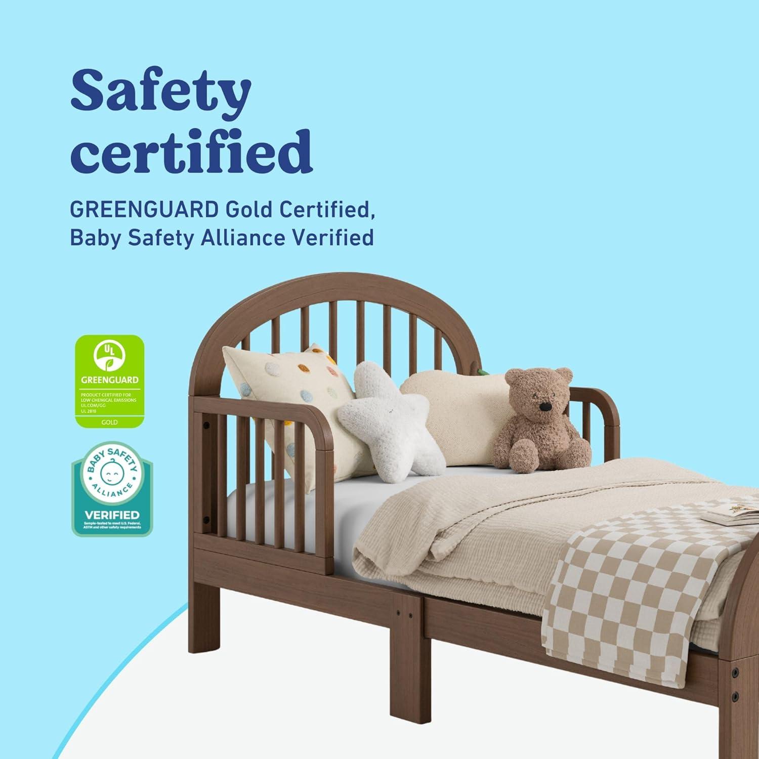 imageGraco Olivia Toddler Bed Driftwood GREENGUARD Gold Certified Includes Toddler Safety Guardrails Fits Standard Crib amp Toddler Mattress Stylish Arched DesignHazelnut