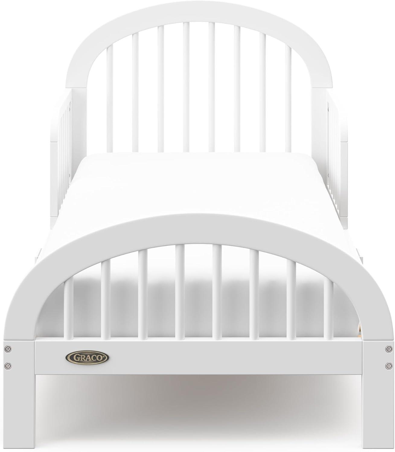 imageGraco Olivia Toddler Bed Driftwood GREENGUARD Gold Certified Includes Toddler Safety Guardrails Fits Standard Crib amp Toddler Mattress Stylish Arched DesignWhite