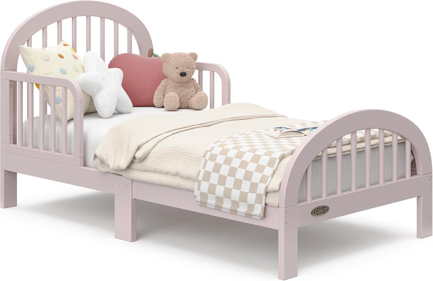 imageGraco Olivia Toddler Bed Driftwood GREENGUARD Gold Certified Includes Toddler Safety Guardrails Fits Standard Crib amp Toddler Mattress Stylish Arched DesignBlush