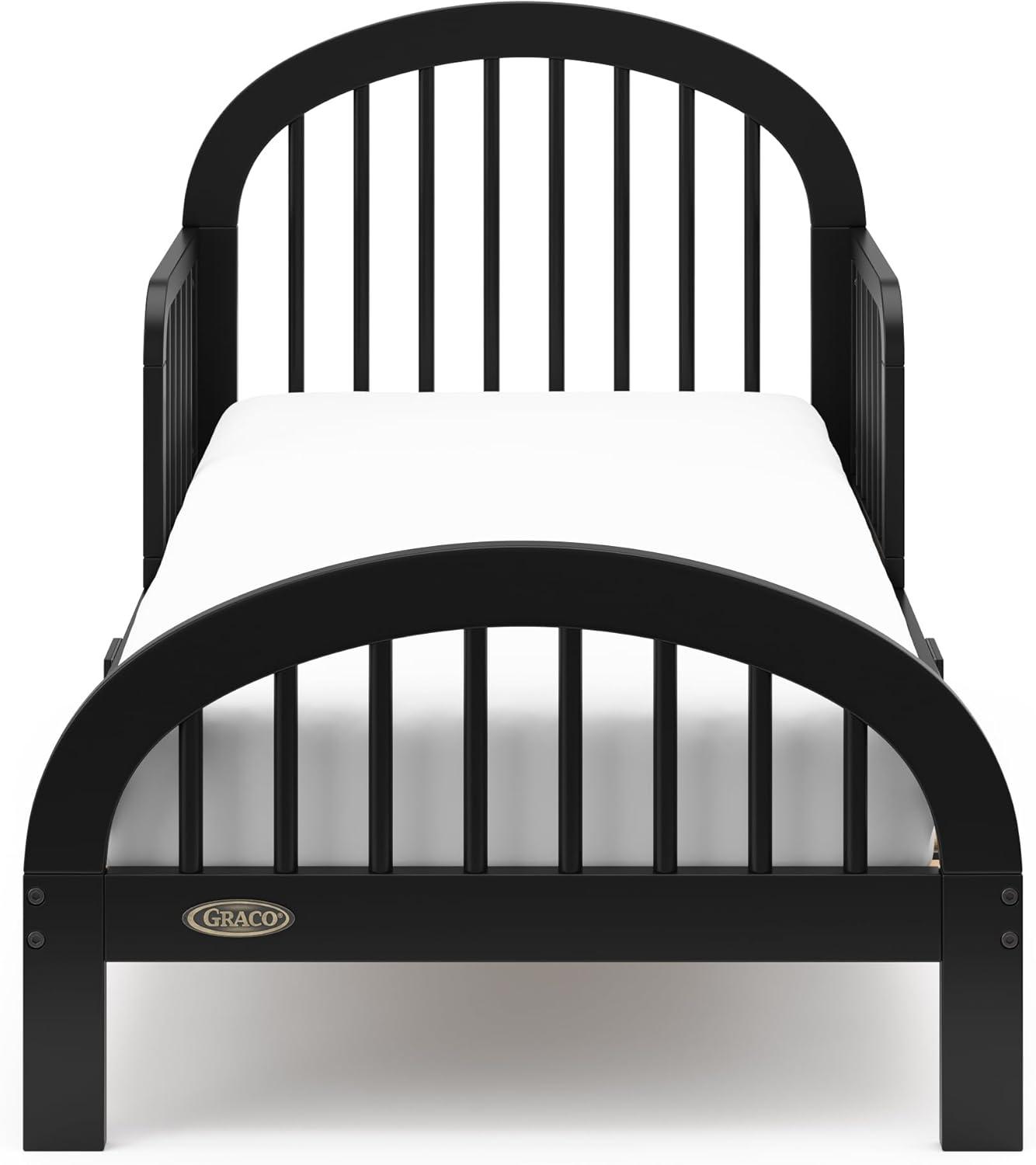 imageGraco Olivia Toddler Bed Driftwood GREENGUARD Gold Certified Includes Toddler Safety Guardrails Fits Standard Crib amp Toddler Mattress Stylish Arched DesignBlack