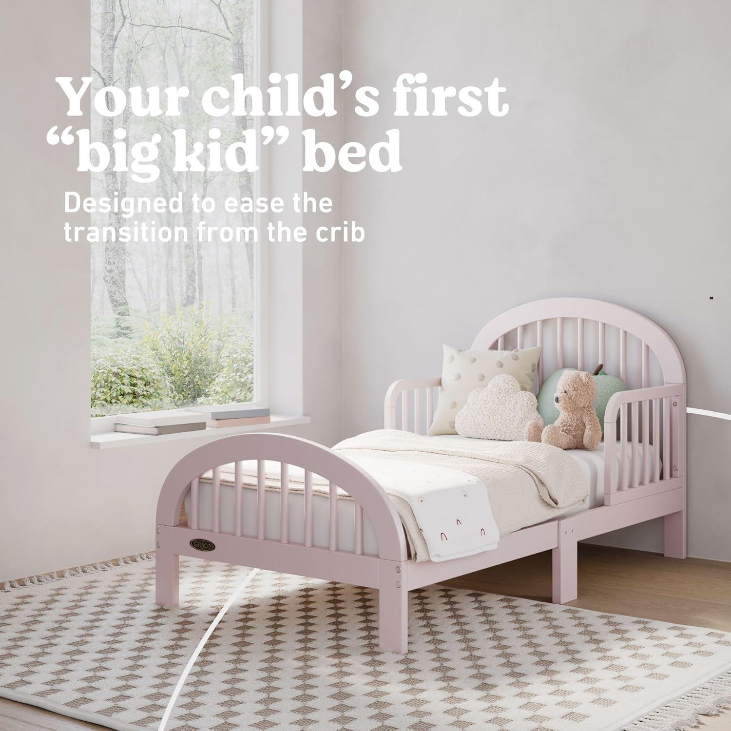 imageGraco Olivia Toddler Bed Driftwood GREENGUARD Gold Certified Includes Toddler Safety Guardrails Fits Standard Crib amp Toddler Mattress Stylish Arched DesignBlush