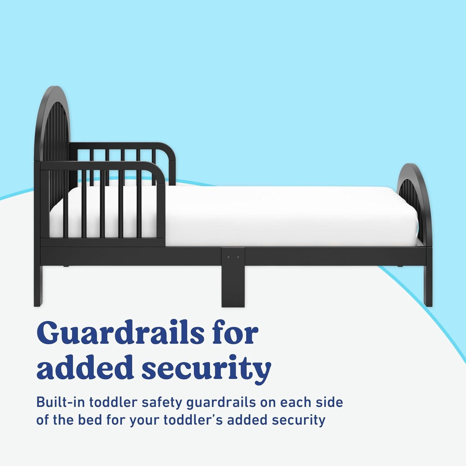 imageGraco Olivia Toddler Bed Driftwood GREENGUARD Gold Certified Includes Toddler Safety Guardrails Fits Standard Crib amp Toddler Mattress Stylish Arched DesignBlack