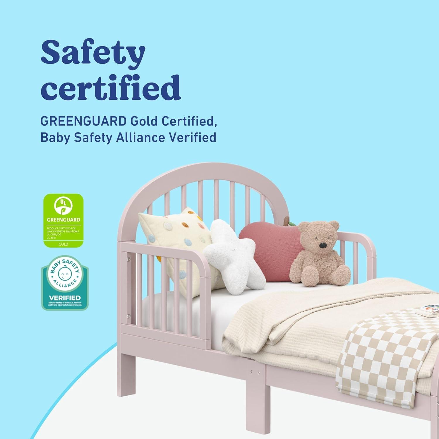 imageGraco Olivia Toddler Bed Driftwood GREENGUARD Gold Certified Includes Toddler Safety Guardrails Fits Standard Crib amp Toddler Mattress Stylish Arched DesignBlush