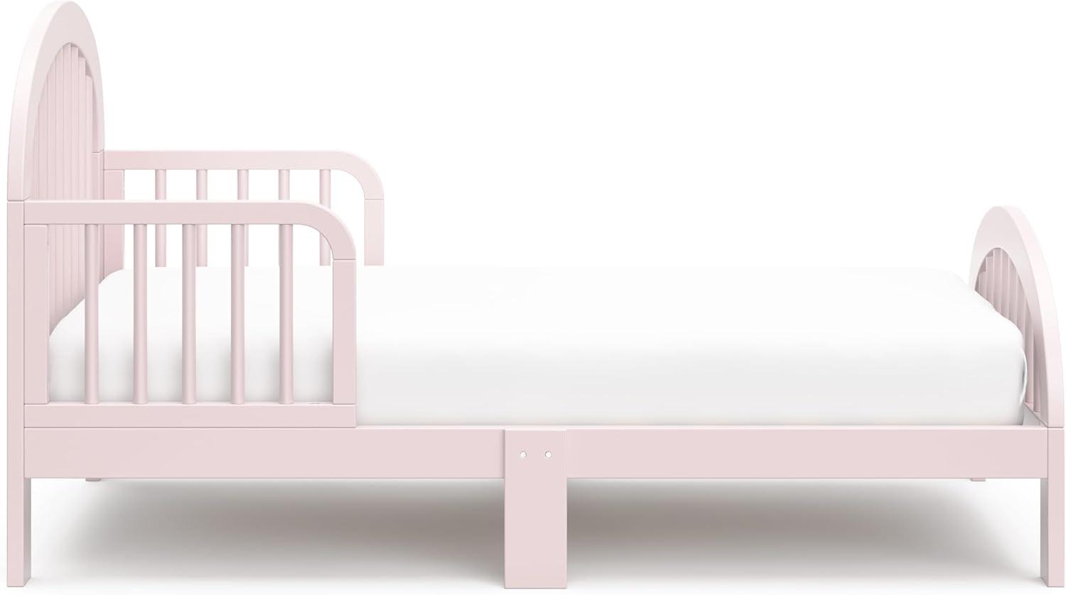 imageGraco Olivia Toddler Bed Driftwood GREENGUARD Gold Certified Includes Toddler Safety Guardrails Fits Standard Crib amp Toddler Mattress Stylish Arched DesignBlush