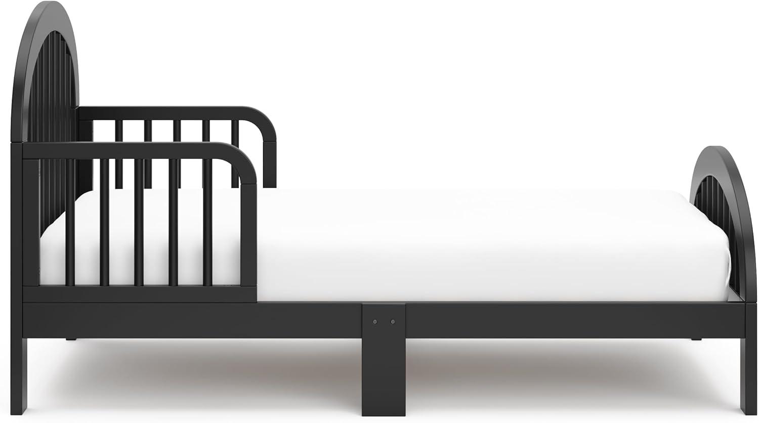 imageGraco Olivia Toddler Bed Driftwood GREENGUARD Gold Certified Includes Toddler Safety Guardrails Fits Standard Crib amp Toddler Mattress Stylish Arched DesignBlack