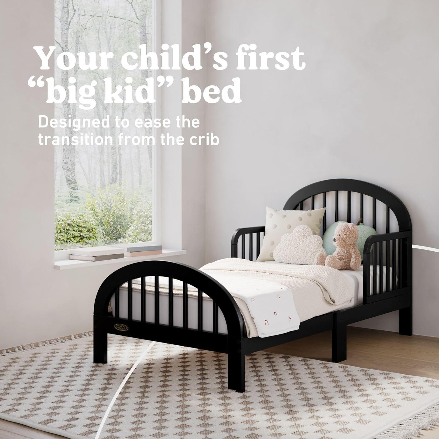 imageGraco Olivia Toddler Bed Driftwood GREENGUARD Gold Certified Includes Toddler Safety Guardrails Fits Standard Crib amp Toddler Mattress Stylish Arched DesignBlack