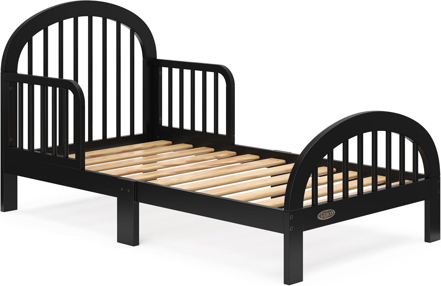 imageGraco Olivia Toddler Bed Driftwood GREENGUARD Gold Certified Includes Toddler Safety Guardrails Fits Standard Crib amp Toddler Mattress Stylish Arched DesignBlack