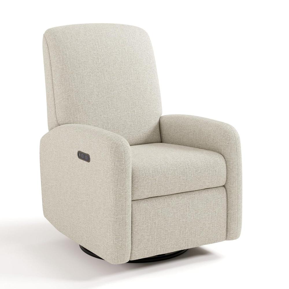imageGraco Bellwood Power Recliner Swivel Glider Ivory Basketweave Electronic Power Recliner for Nursery Includes DualUSB Charging Port for USBA amp USBC Glider Rocking Chair with Full ReclineDune