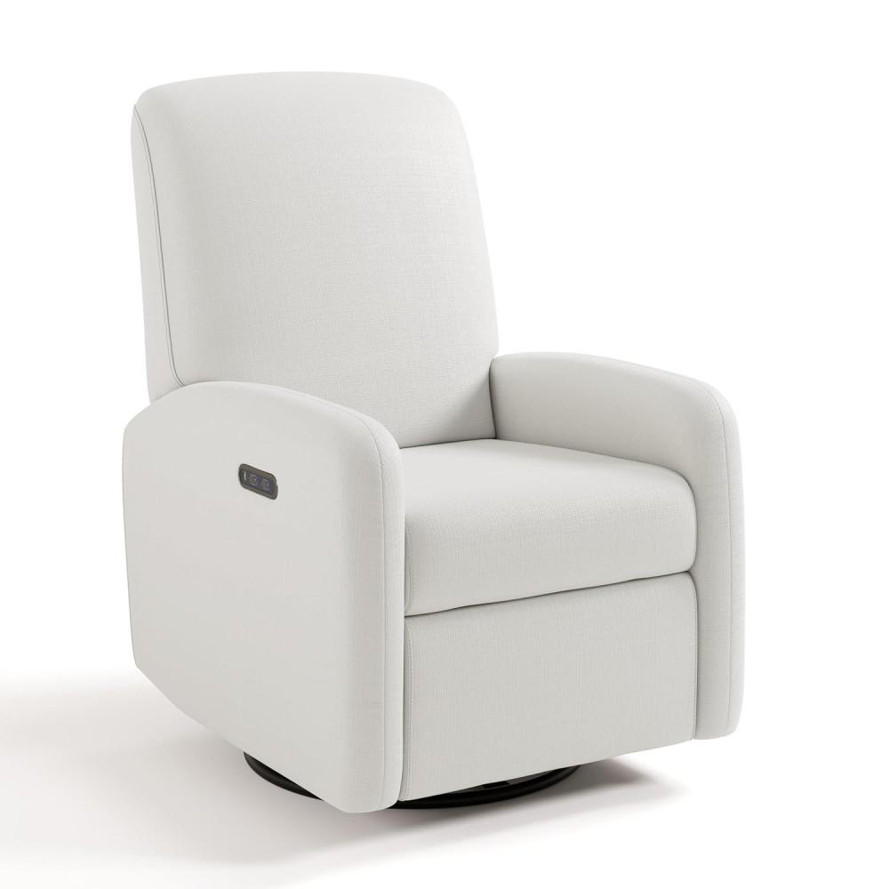 imageGraco Bellwood Power Recliner Swivel Glider Ivory Basketweave Electronic Power Recliner for Nursery Includes DualUSB Charging Port for USBA amp USBC Glider Rocking Chair with Full ReclineIvory