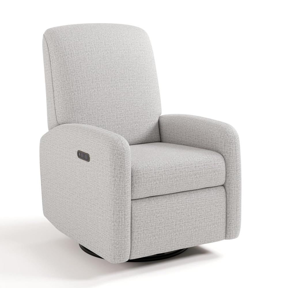 imageGraco Bellwood Power Recliner Swivel Glider Ivory Basketweave Electronic Power Recliner for Nursery Includes DualUSB Charging Port for USBA amp USBC Glider Rocking Chair with Full ReclineSteel