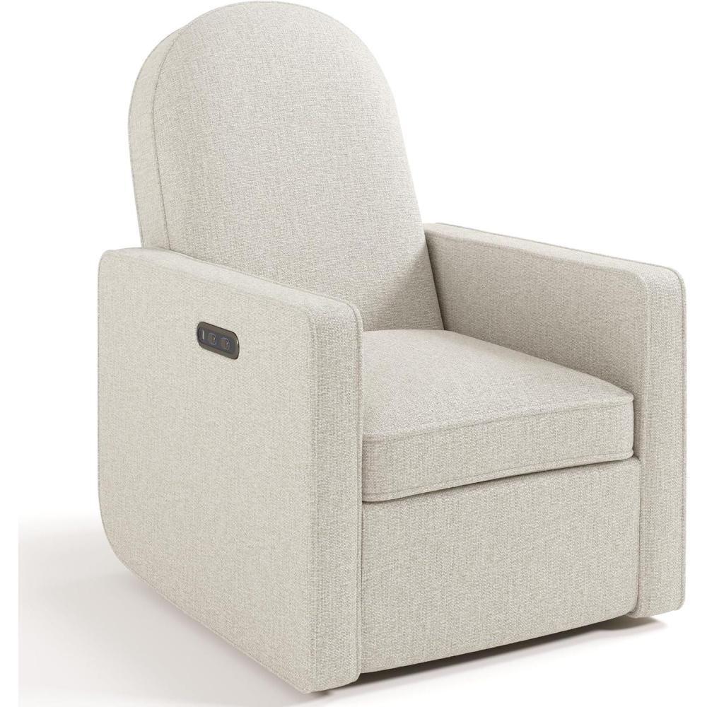 imageGraco Olivia SmallSpaces Premium Nursery Power Recliner Swivel Glider Ivory Boucle Smaller Profile for Smaller Rooms Upholstered Power Recliner Chair USB Charging Port Durable Metal BaseDune Basketweave