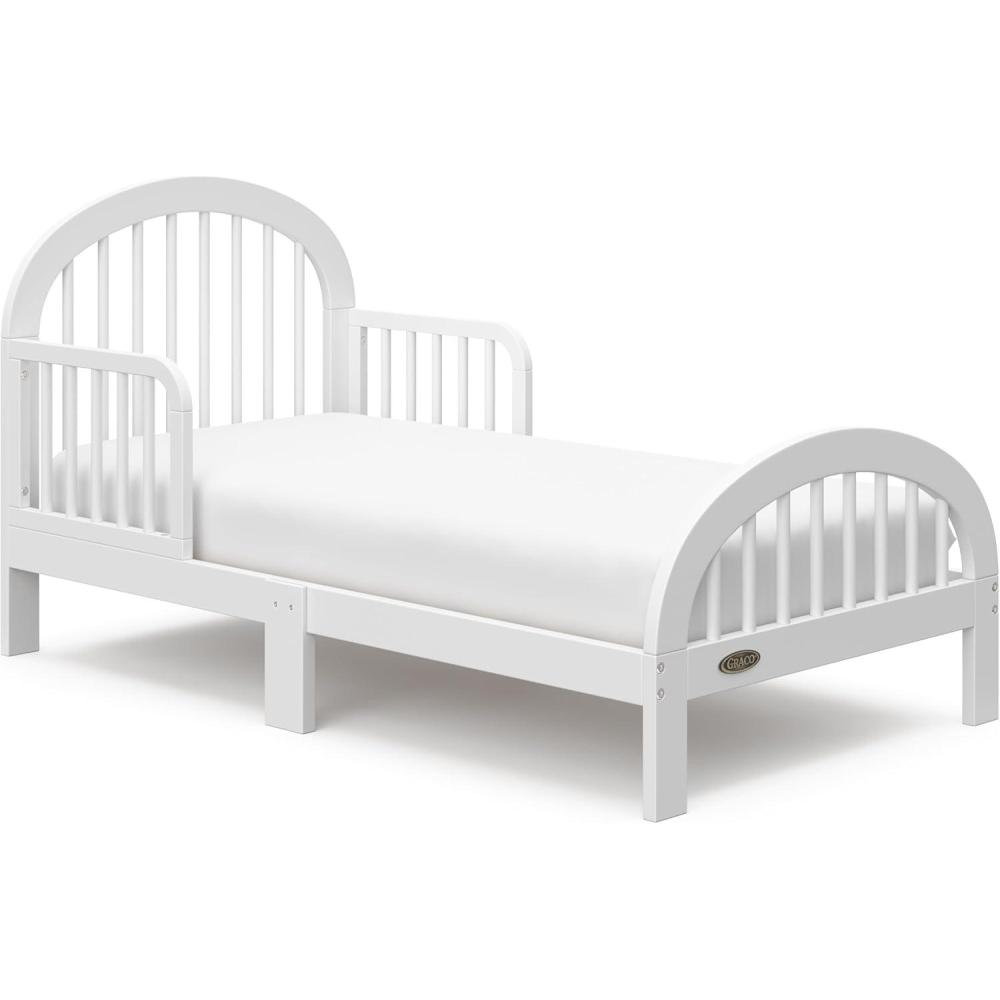 imageGraco Olivia Toddler Bed Driftwood GREENGUARD Gold Certified Includes Toddler Safety Guardrails Fits Standard Crib amp Toddler Mattress Stylish Arched DesignWhite