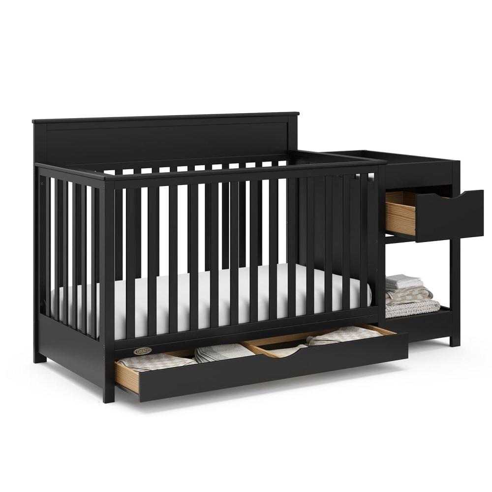 imageGraco Shiloh 5in1 Convertible Crib amp Changer with Drawer Driftwood  GREENGUARD Gold Certified Baby Crib Crafted from Wood Converts to Toddler Bed Daybed and FullSize BedBlack