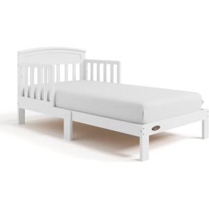 Graco Benton Toddler Bed (Blush) – GREENGUARD Gold Certified, Baby Safety Alliance Verified, with Safety Toddler Guardrails, Fits Standard Crib Mattress, Easy Assembly, Kids Transition Bed(White)