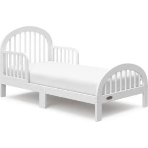 Graco Olivia Toddler Bed (Driftwood) – GREENGUARD Gold Certified, Includes Toddler Safety Guardrails, Fits Standard Crib & Toddler Mattress, Stylish Arched Design(White)