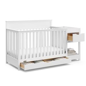 Graco Shiloh 5-in-1 Convertible Crib & Changer with Drawer (Driftwood) – GREENGUARD Gold Certified Baby Crib Crafted from Wood, Converts to Toddler Bed, Daybed, and Full-Size Bed(White)