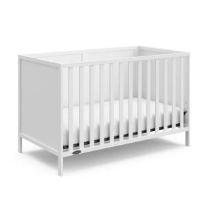 Graco Theo Convertible Crib with Storage Drawer (Frosted Oat) – GREENGUARD Gold Certified Wooden Baby Crib with Drawer, Converts to Toddler Bed, Fits Standard Crib Mattress(White)