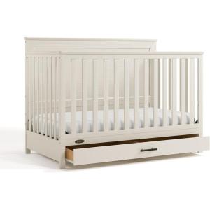 Graco Tristan 5-in-1 Convertible Crib with Drawer (Frosted Oat) – GREENGUARD Gold Certified, Fits Standard Crib Mattress, Premium Handle, Converts to Toddler Bed, Daybed, and Full-Size Bed(Frosted Oat)
