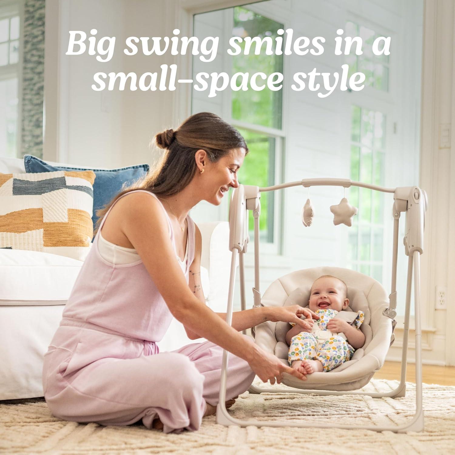 imageGraco Slim Spaces Compact Baby Swing Indoor Infant Swing Baby Registry Must Have Gifts for New ParentsTate