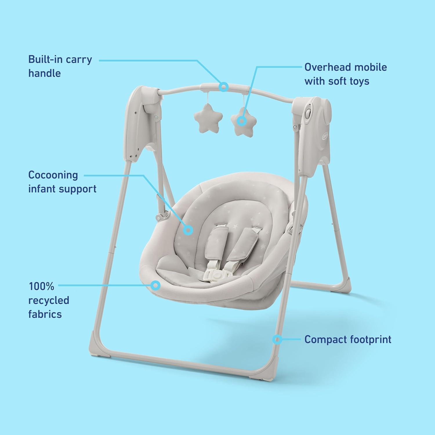 imageGraco Slim Spaces Compact Baby Swing Indoor Infant Swing Baby Registry Must Have Gifts for New ParentsTate