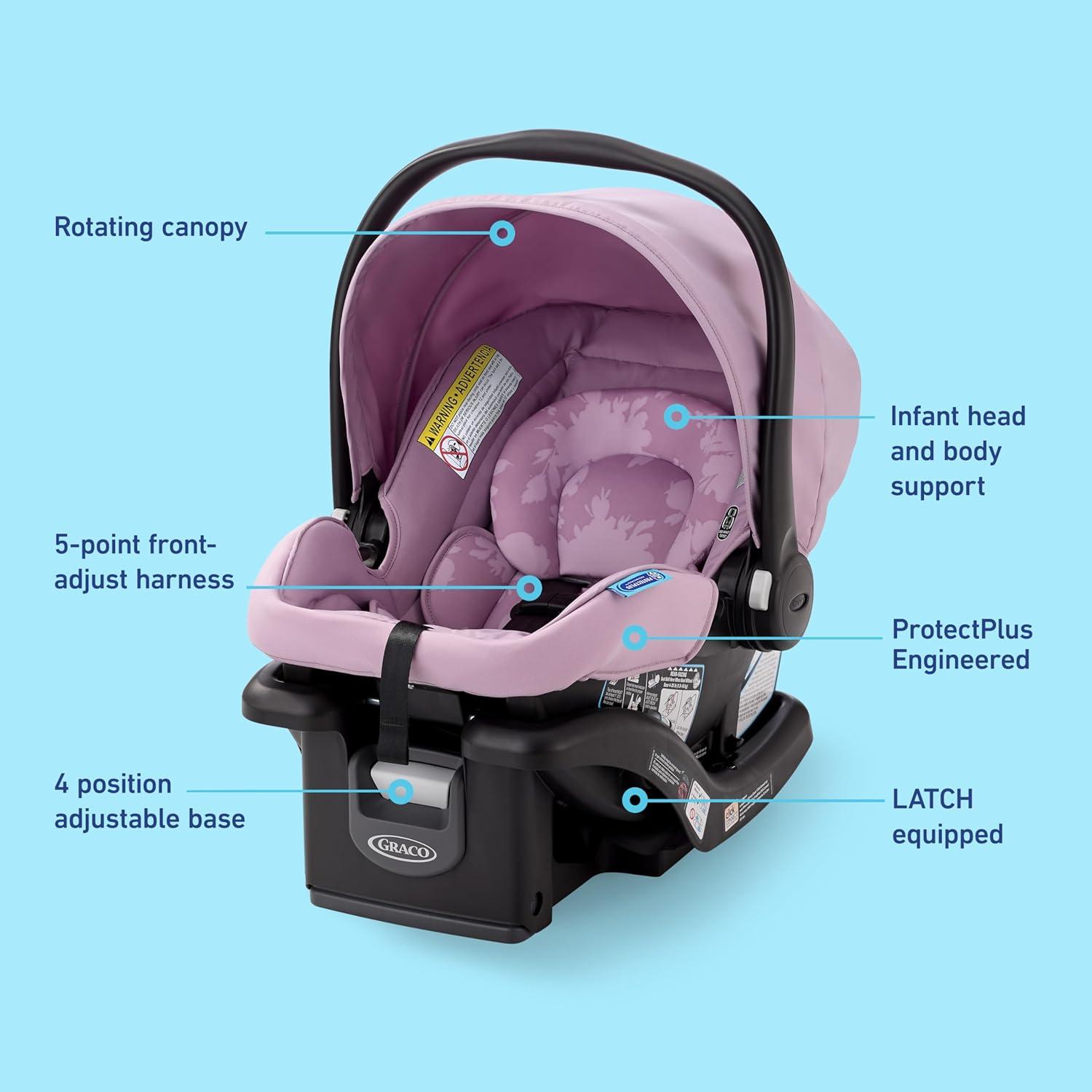imageGraco SnugRide Lite LX Infant Car Seat Lightweight RearFacing Seat for Babies 430 lb 4Position Adjustable Base Latch Installation amp ProtectPlus Engineered Lilac ModLilac Mod