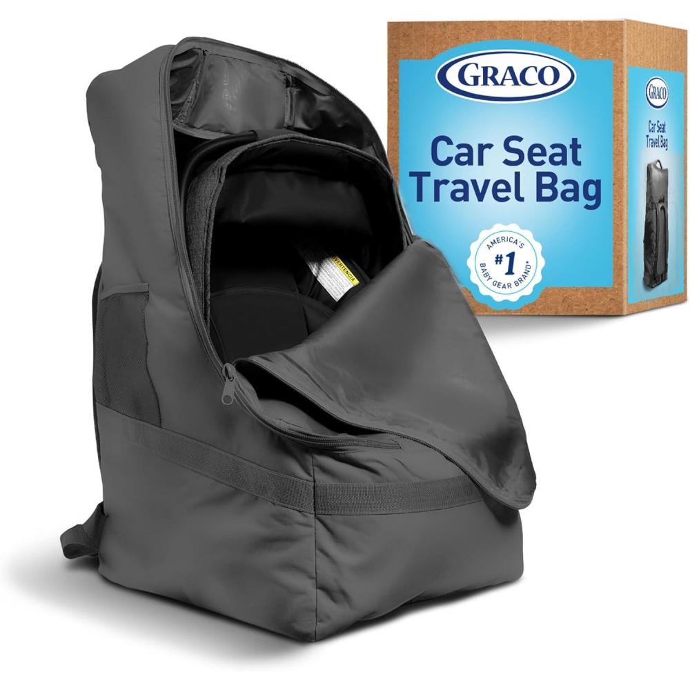 imageGraco Padded Car Seat Travel Bag amp Infant Carrier Backpack Durable Large Back Pack for Carseats amp Booster Seats Airport Gate Check Bag Luggage Double Padded Strap Water Resistant Material GrayBlack