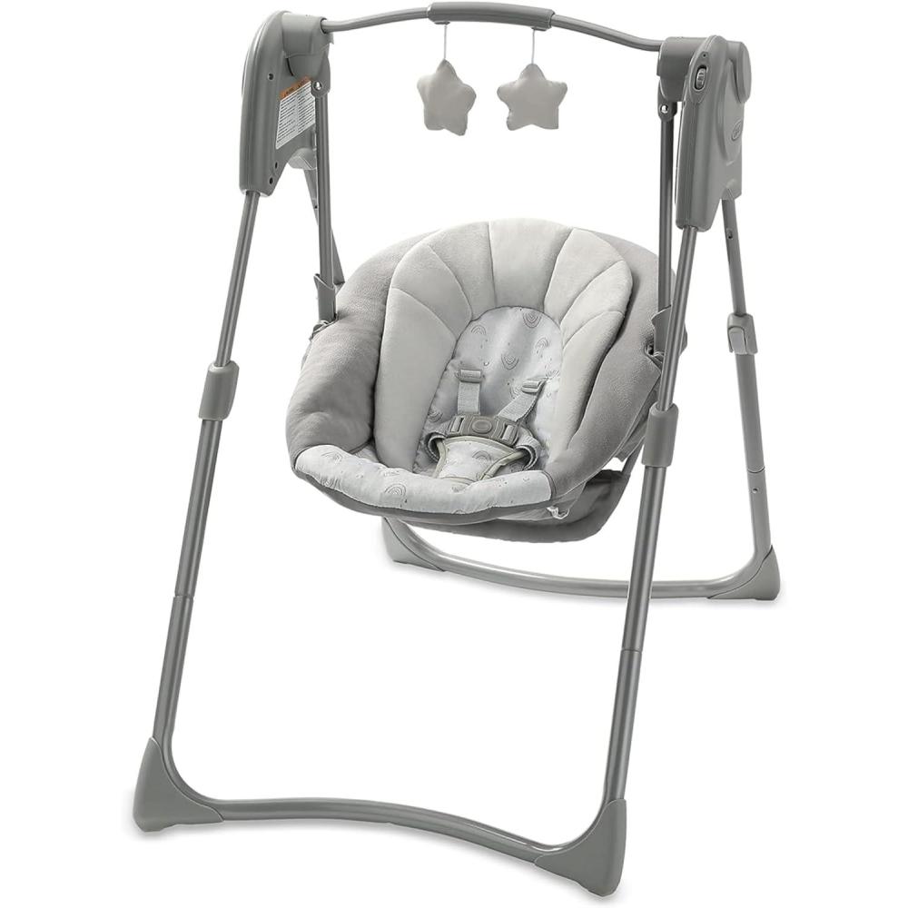 imageGraco Slim Spaces Compact Baby Swing  Indoor Infant Swing Baby Registry Must Have Gifts for New ParentsReign