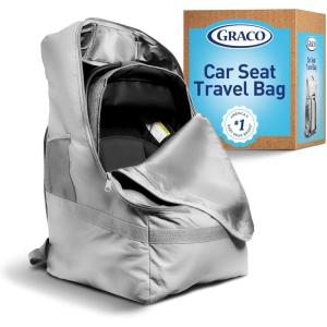 Graco Padded Car Seat Travel Bag & Infant Carrier Backpack, Durable Large Back Pack for Carseats & Booster Seats, Airport Gate Check Bag Luggage, Double Padded Strap, Water Resistant Material, Gray(Gray)