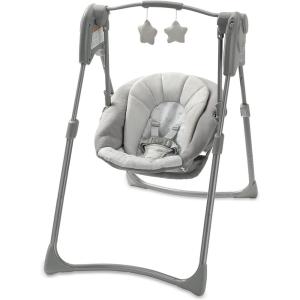 Graco Slim Spaces Compact Baby Swing – Indoor Infant Swing, Baby Registry Must Have, Gifts for New Parents(Reign)