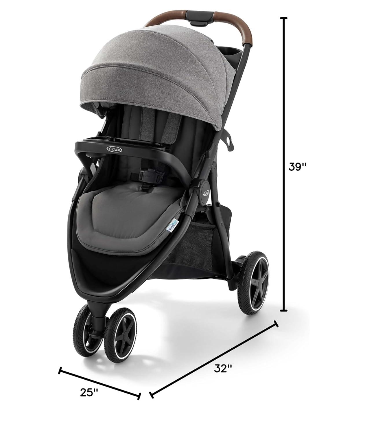 imageGraco Outpace LX AllTerrain 3Wheel Baby Stroller Cohen Compatible for Travel System Easy OneHand Fold inSeat Suspension for Comfortable Ride NeverFlat Rubber TiresStroller