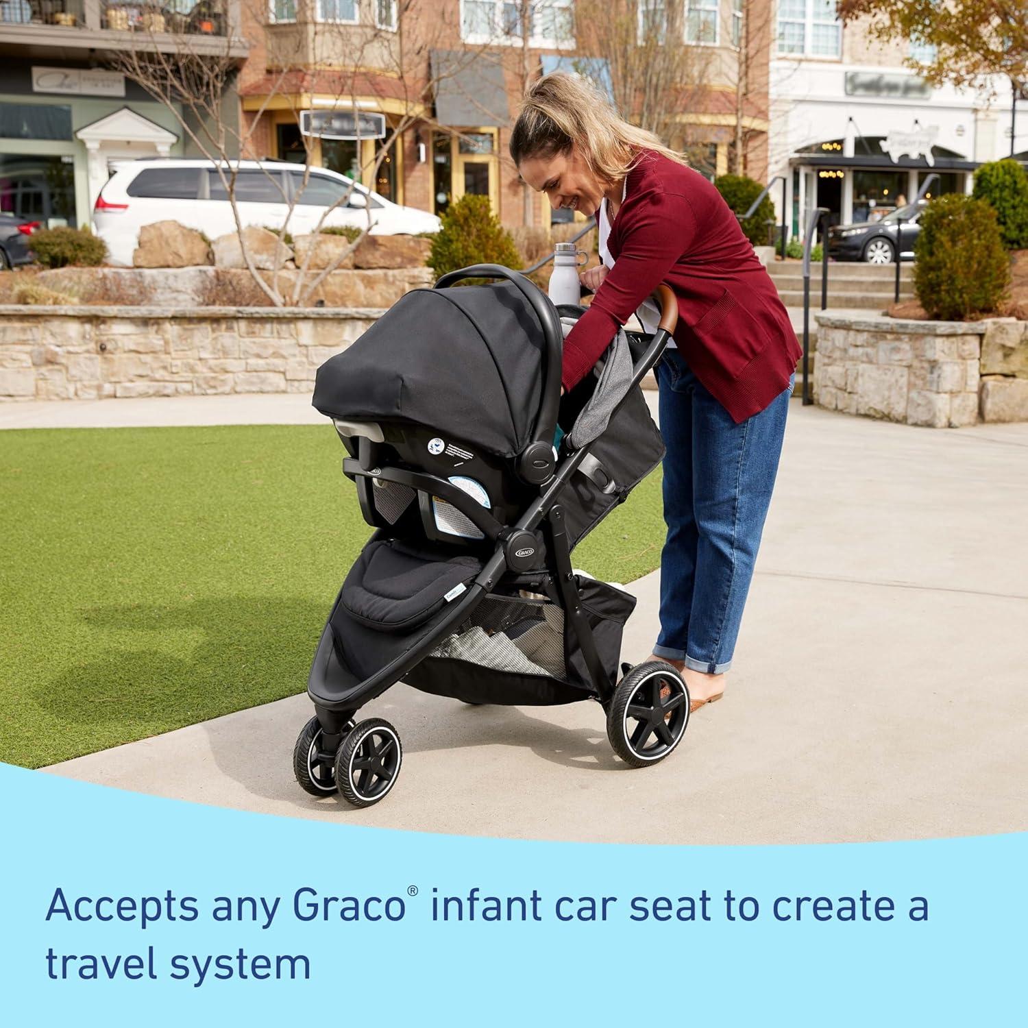 imageGraco Outpace LX AllTerrain 3Wheel Baby Stroller Cohen Compatible for Travel System Easy OneHand Fold inSeat Suspension for Comfortable Ride NeverFlat Rubber TiresStroller