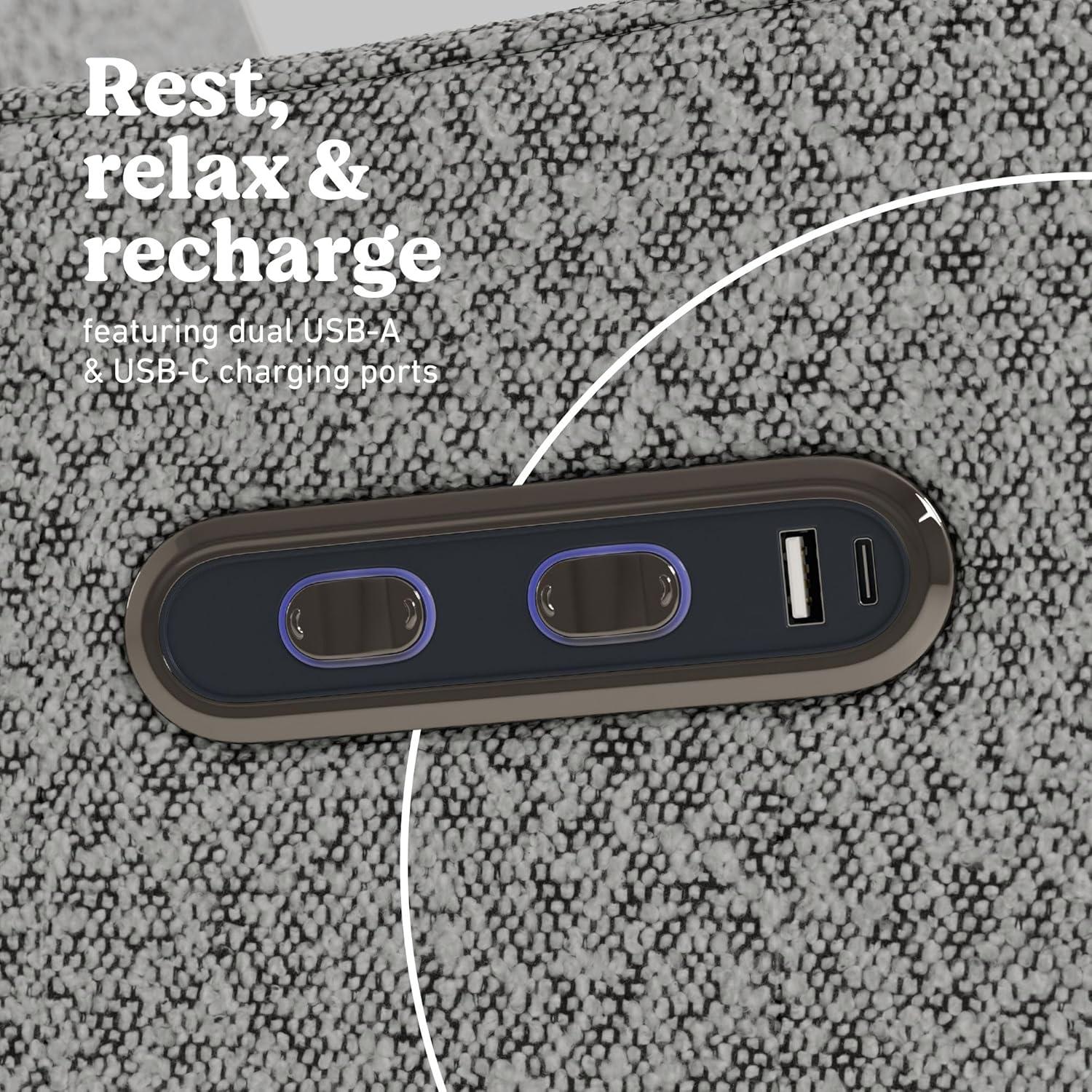 imageGraco Teddi Power Recliner Swivel Glider Electronic Power Recline OekoTEX 100 Certified USBA amp USBC Charger Premium Cushioning amp Comfort Dune BasketweaveSalt Pepper Boucle