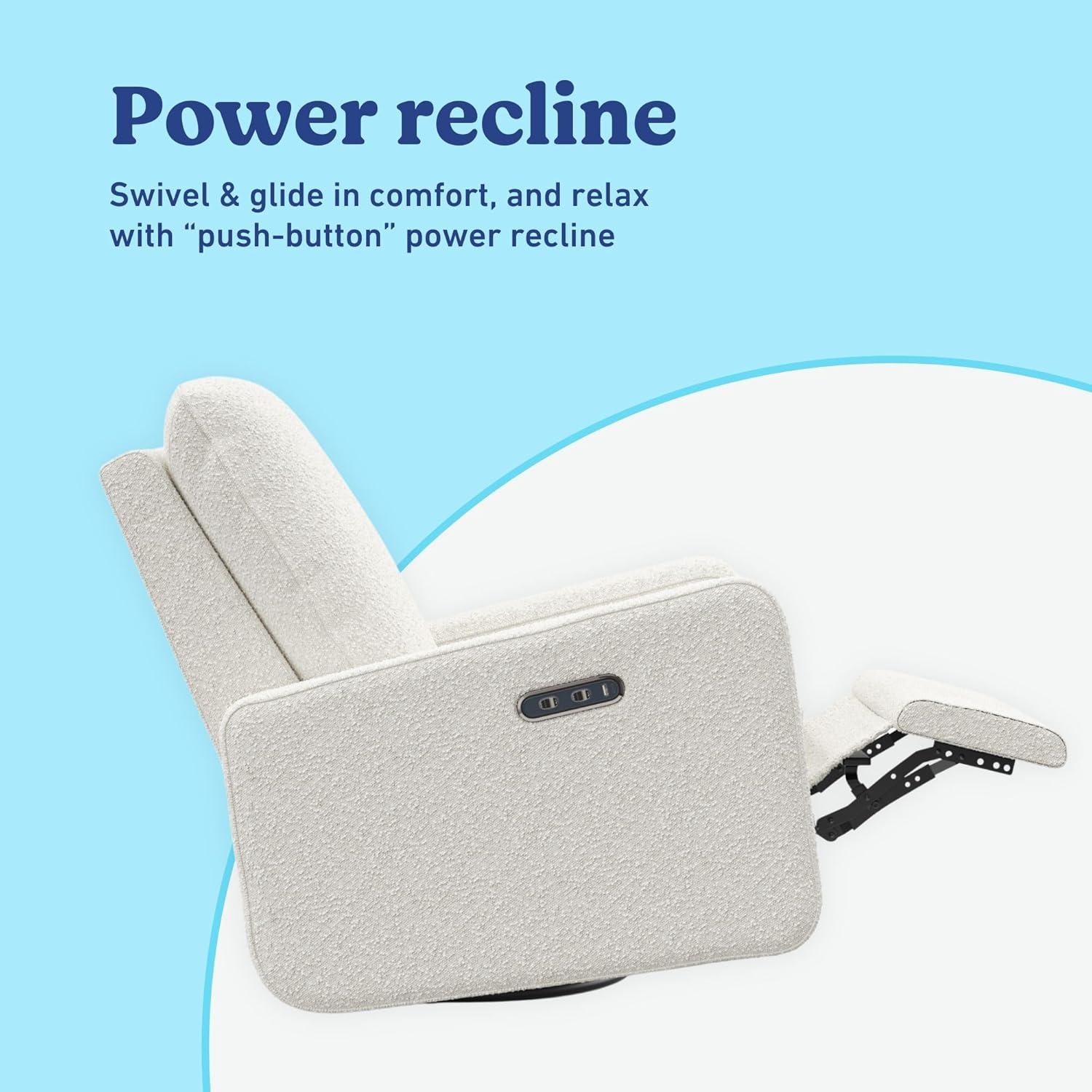 imageGraco Teddi Power Recliner Swivel Glider Electronic Power Recline OekoTEX 100 Certified USBA amp USBC Charger Premium Cushioning amp Comfort Dune BasketweaveIvory Boucle