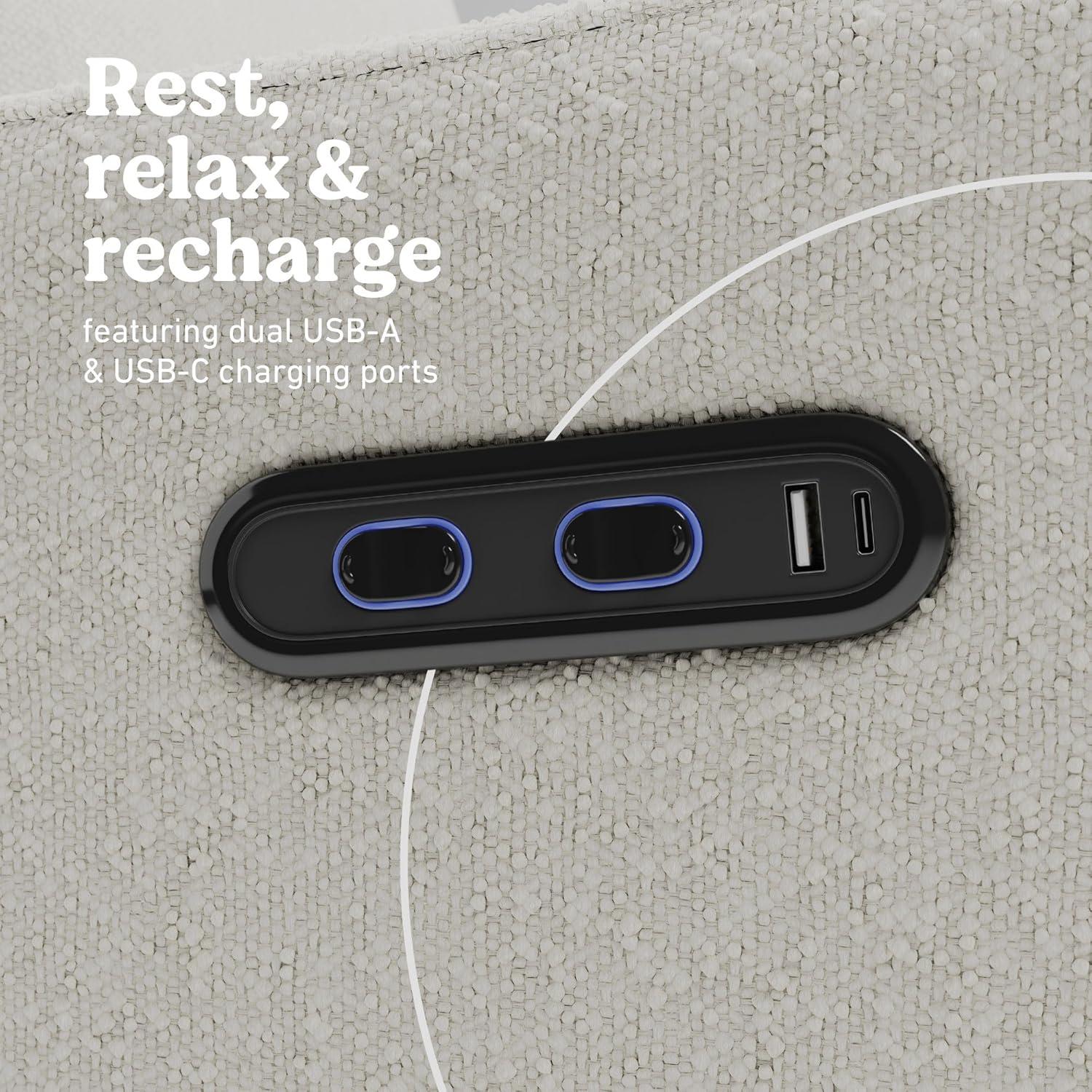 imageGraco Teddi Power Recliner Swivel Glider Electronic Power Recline OekoTEX 100 Certified USBA amp USBC Charger Premium Cushioning amp Comfort Dune BasketweaveIvory Boucle