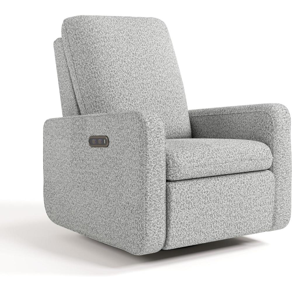 imageGraco Teddi Power Recliner Swivel Glider Electronic Power Recline OekoTEX 100 Certified USBA amp USBC Charger Premium Cushioning amp Comfort Dune BasketweaveSalt Pepper Boucle