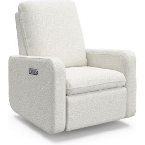 Graco Teddi Power Recliner Swivel Glider, Electronic Power Recline, Oeko-TEX 100 Certified, USB-A & USB-C Charger, Premium Cushioning & Comfort – (Dune Basketweave)(Ivory Boucle)