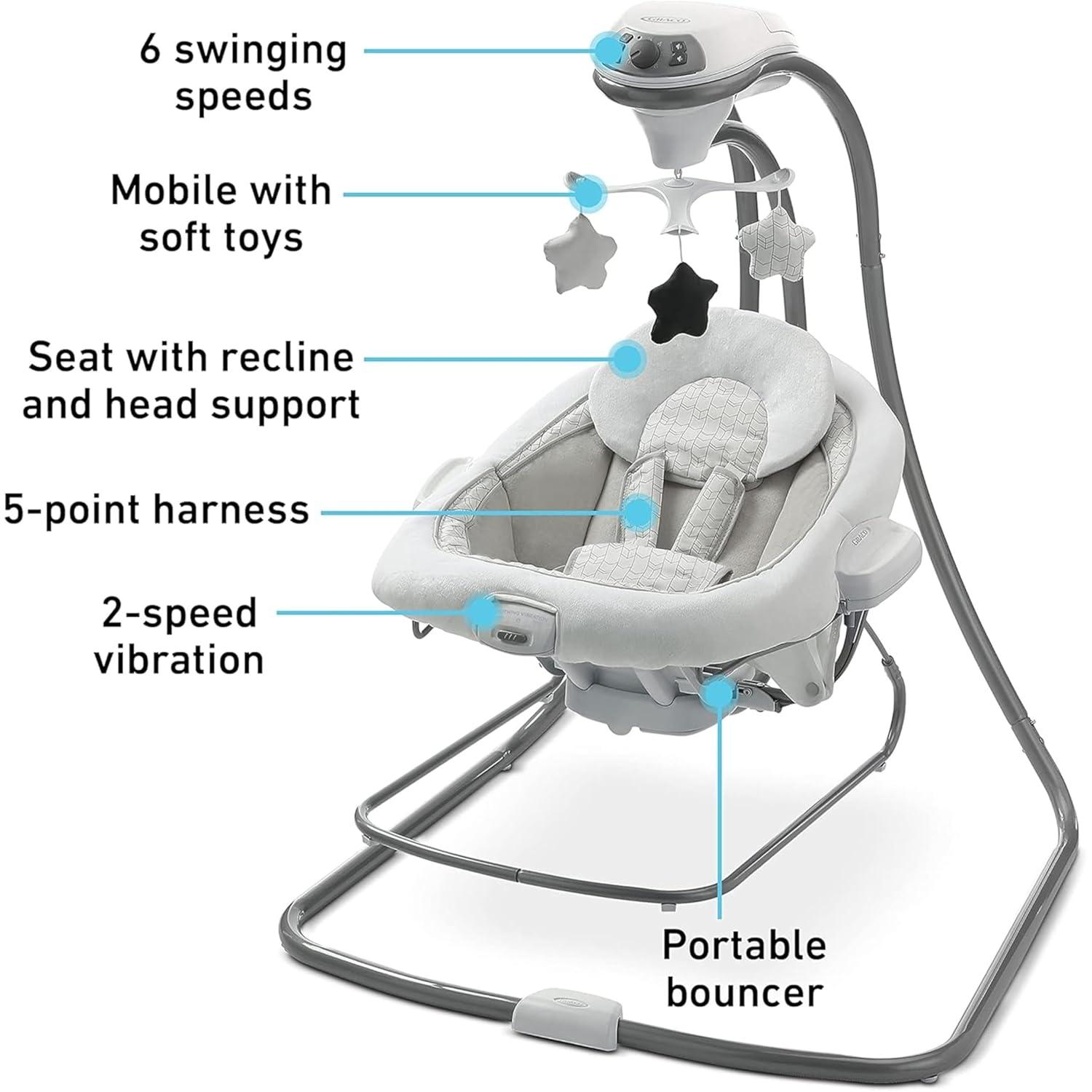 imageGraco DuetConnect LX Baby Swing and Bouncer 2in1 Infant Swing and Baby Rocker Newborn Essential Gifts for New ParentsRedmond