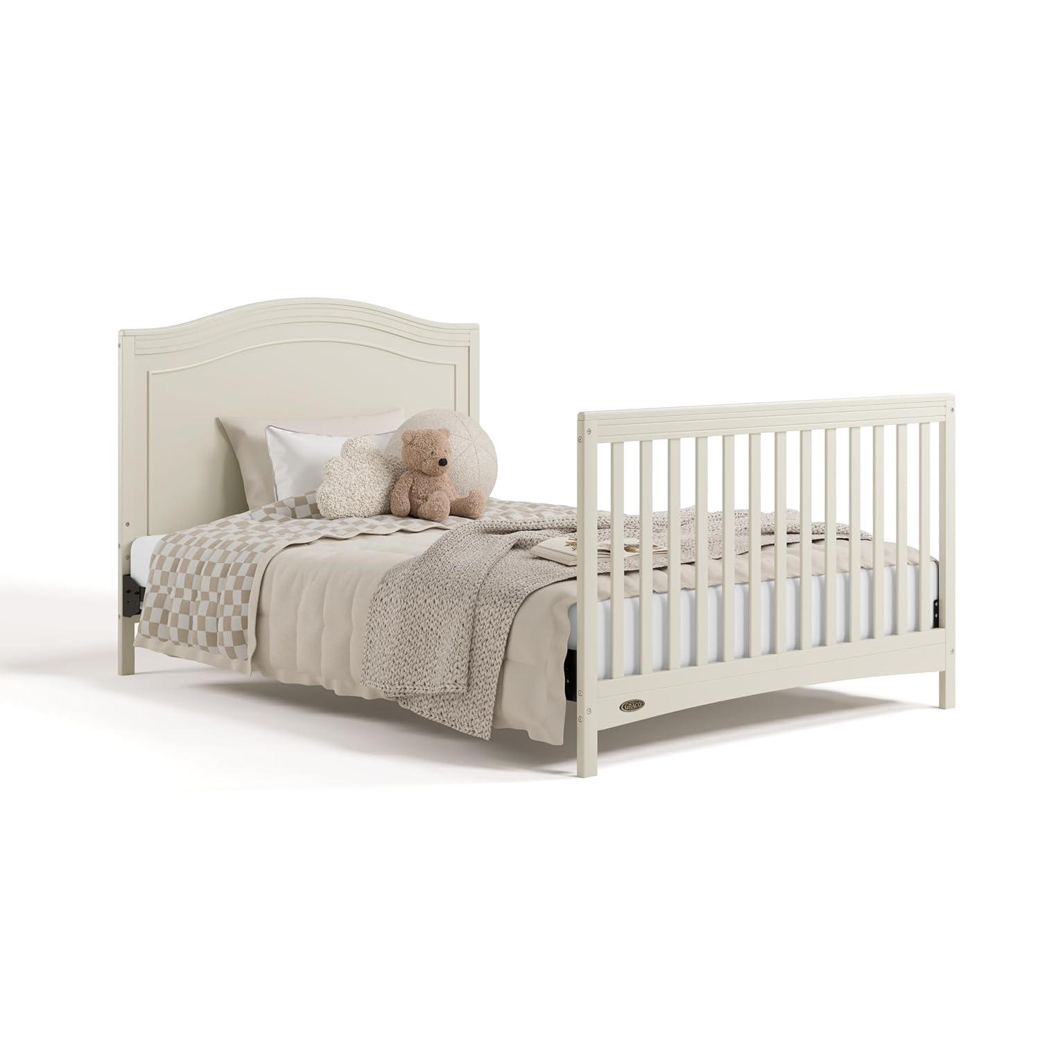 imageGraco Paris 4in1 Convertible Crib GREENGUARD Gold Certified Converts to Toddler Bed and Daybed Fits Standard FullSize Crib Mattress Adjustable Mattress Support Base Frosted OatFrosted Oat