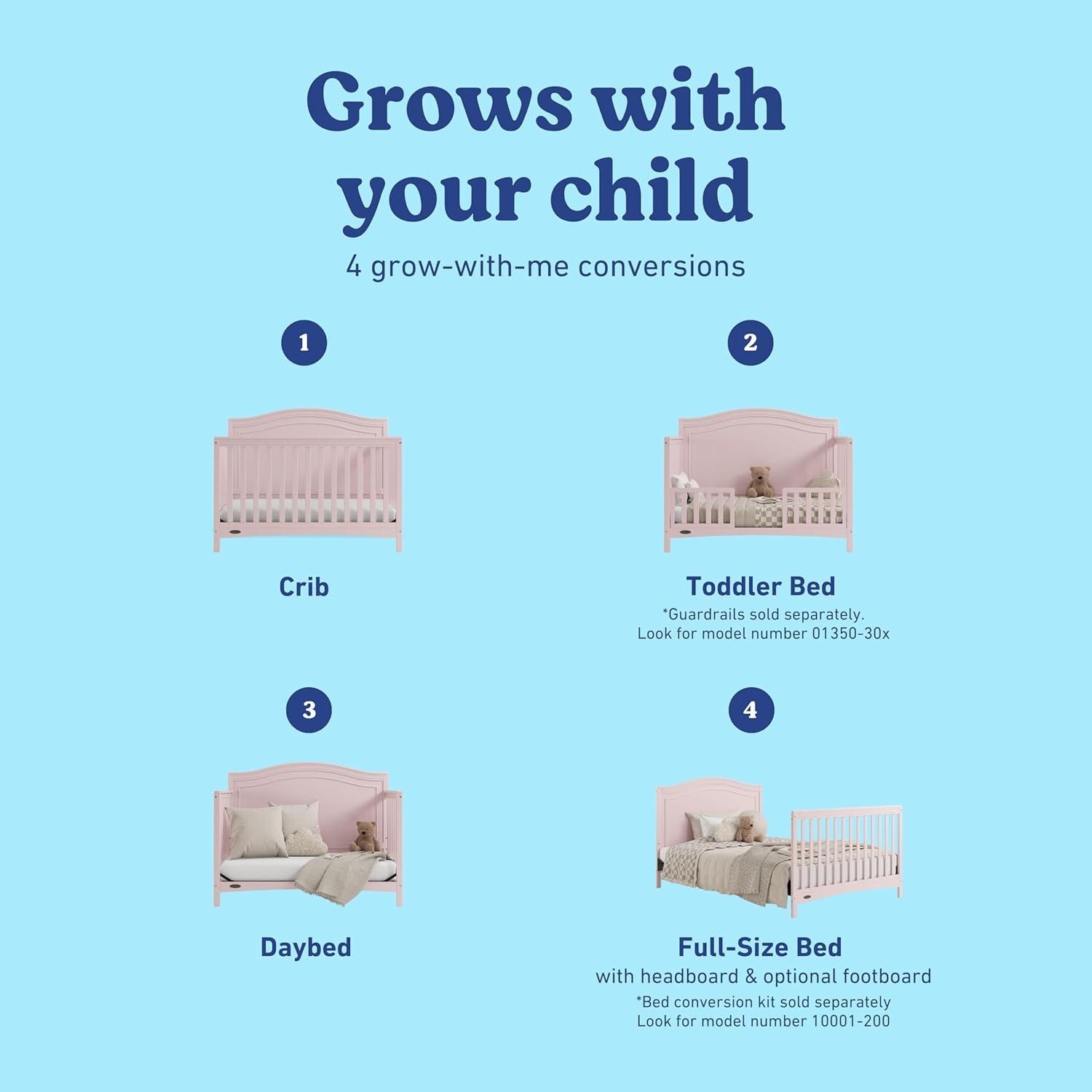 imageGraco Paris 4in1 Convertible Crib GREENGUARD Gold Certified Converts to Toddler Bed and Daybed Fits Standard FullSize Crib Mattress Adjustable Mattress Support Base Frosted OatBlush
