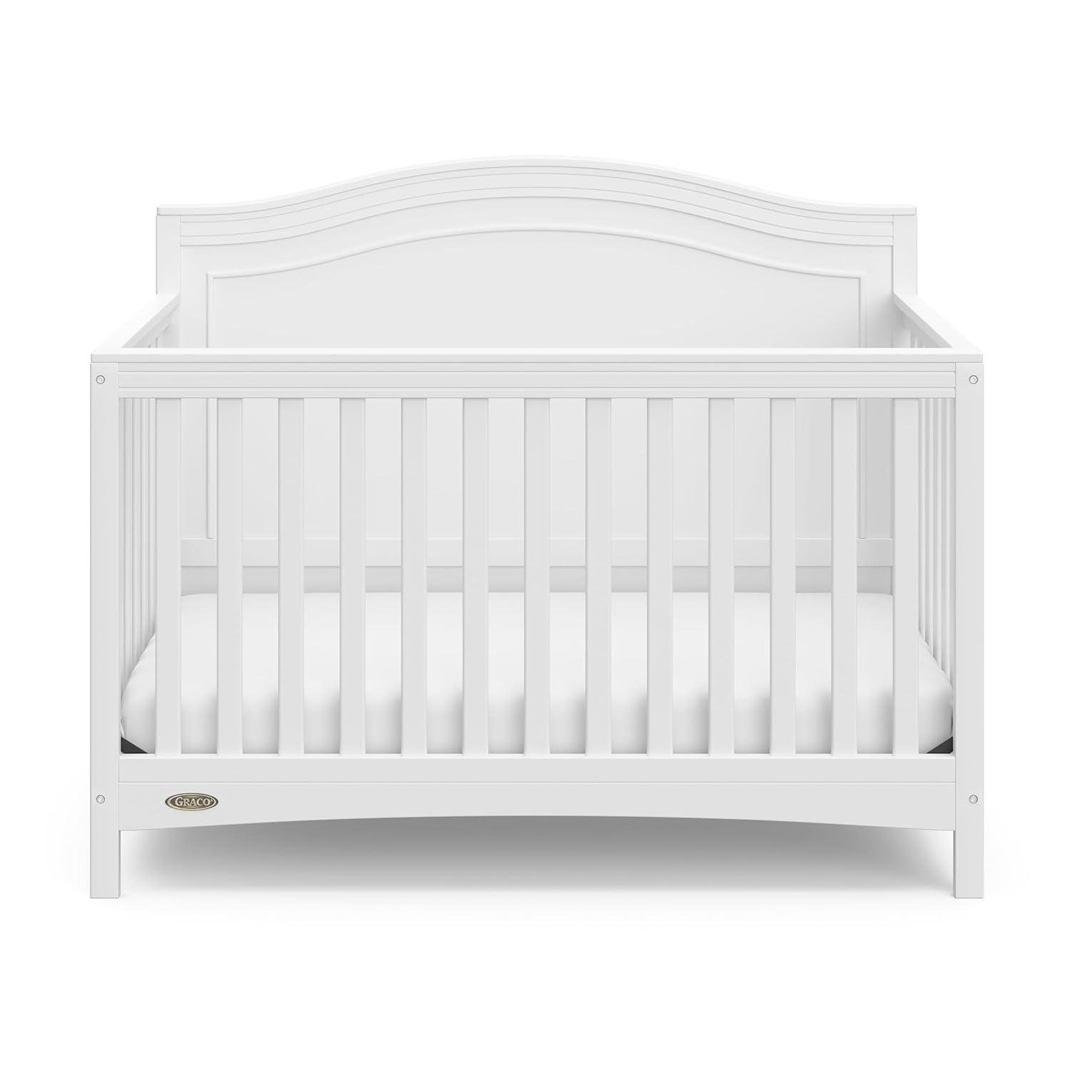 imageGraco Paris 4in1 Convertible Crib GREENGUARD Gold Certified Converts to Toddler Bed and Daybed Fits Standard FullSize Crib Mattress Adjustable Mattress Support Base Frosted OatWhite
