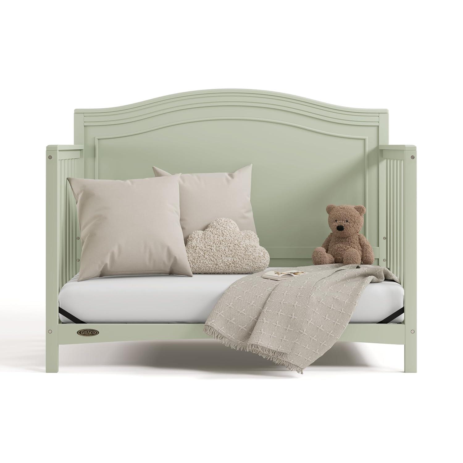 imageGraco Paris 4in1 Convertible Crib GREENGUARD Gold Certified Converts to Toddler Bed and Daybed Fits Standard FullSize Crib Mattress Adjustable Mattress Support Base Frosted OatSage