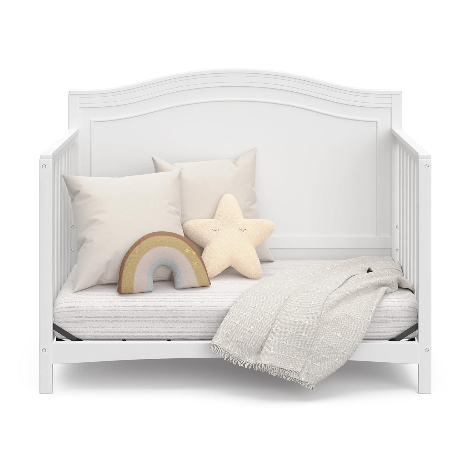 imageGraco Paris 4in1 Convertible Crib GREENGUARD Gold Certified Converts to Toddler Bed and Daybed Fits Standard FullSize Crib Mattress Adjustable Mattress Support Base Frosted OatWhite
