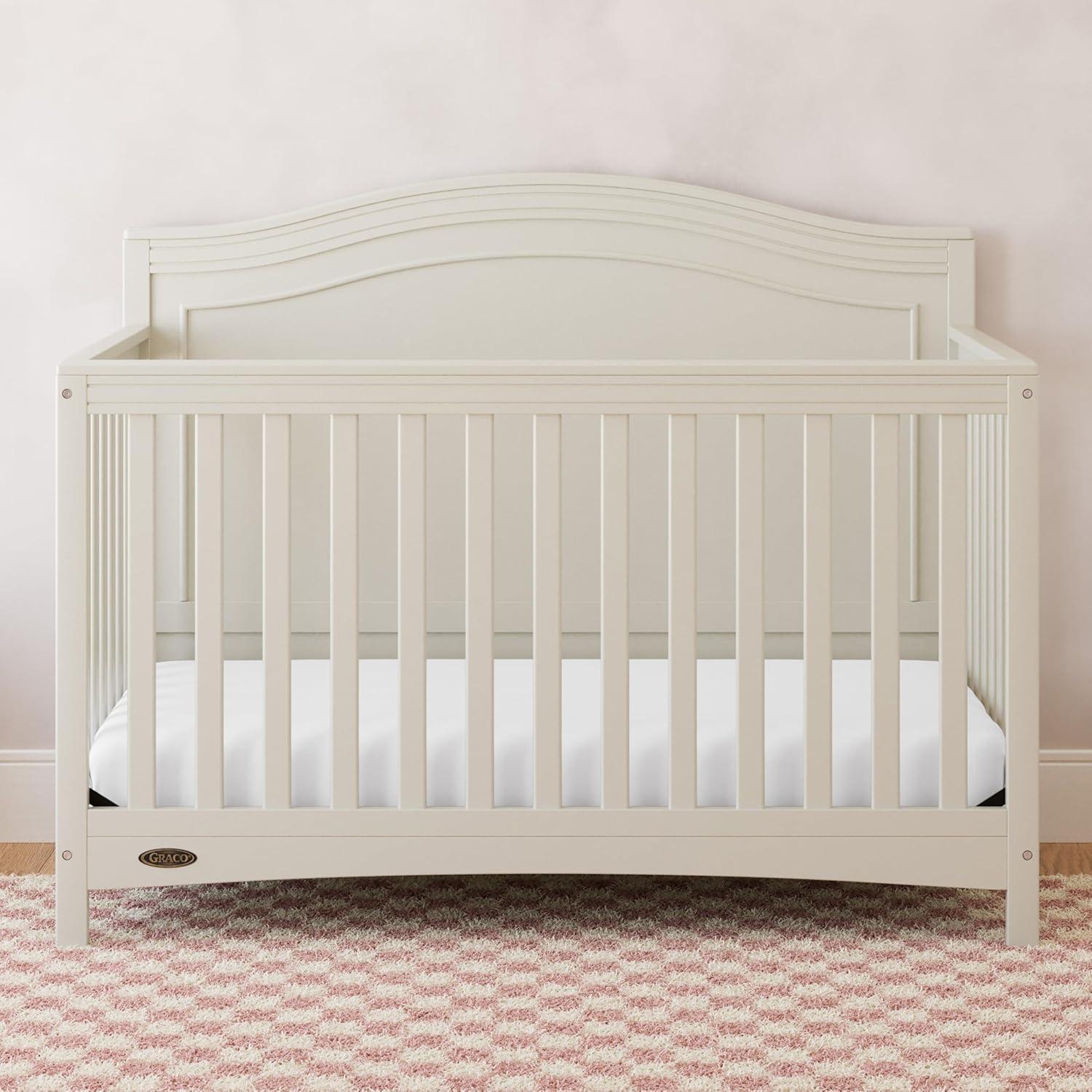 imageGraco Paris 4in1 Convertible Crib GREENGUARD Gold Certified Converts to Toddler Bed and Daybed Fits Standard FullSize Crib Mattress Adjustable Mattress Support Base Frosted OatFrosted Oat