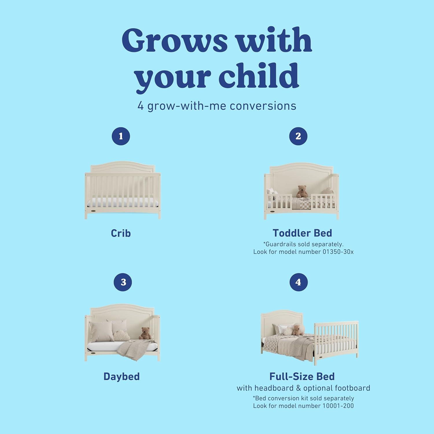 imageGraco Paris 4in1 Convertible Crib GREENGUARD Gold Certified Converts to Toddler Bed and Daybed Fits Standard FullSize Crib Mattress Adjustable Mattress Support Base Frosted OatFrosted Oat
