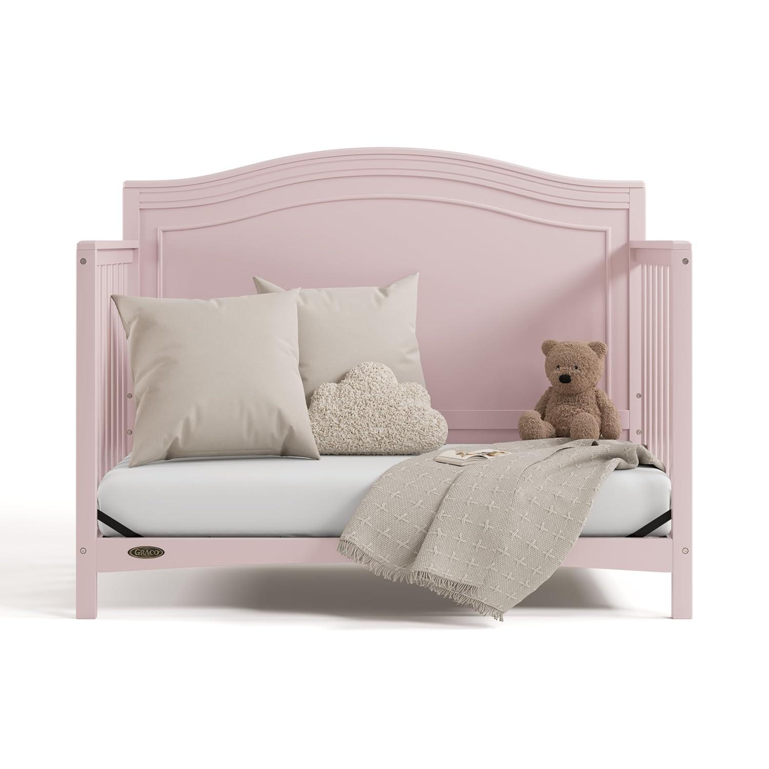 imageGraco Paris 4in1 Convertible Crib GREENGUARD Gold Certified Converts to Toddler Bed and Daybed Fits Standard FullSize Crib Mattress Adjustable Mattress Support Base Frosted OatBlush