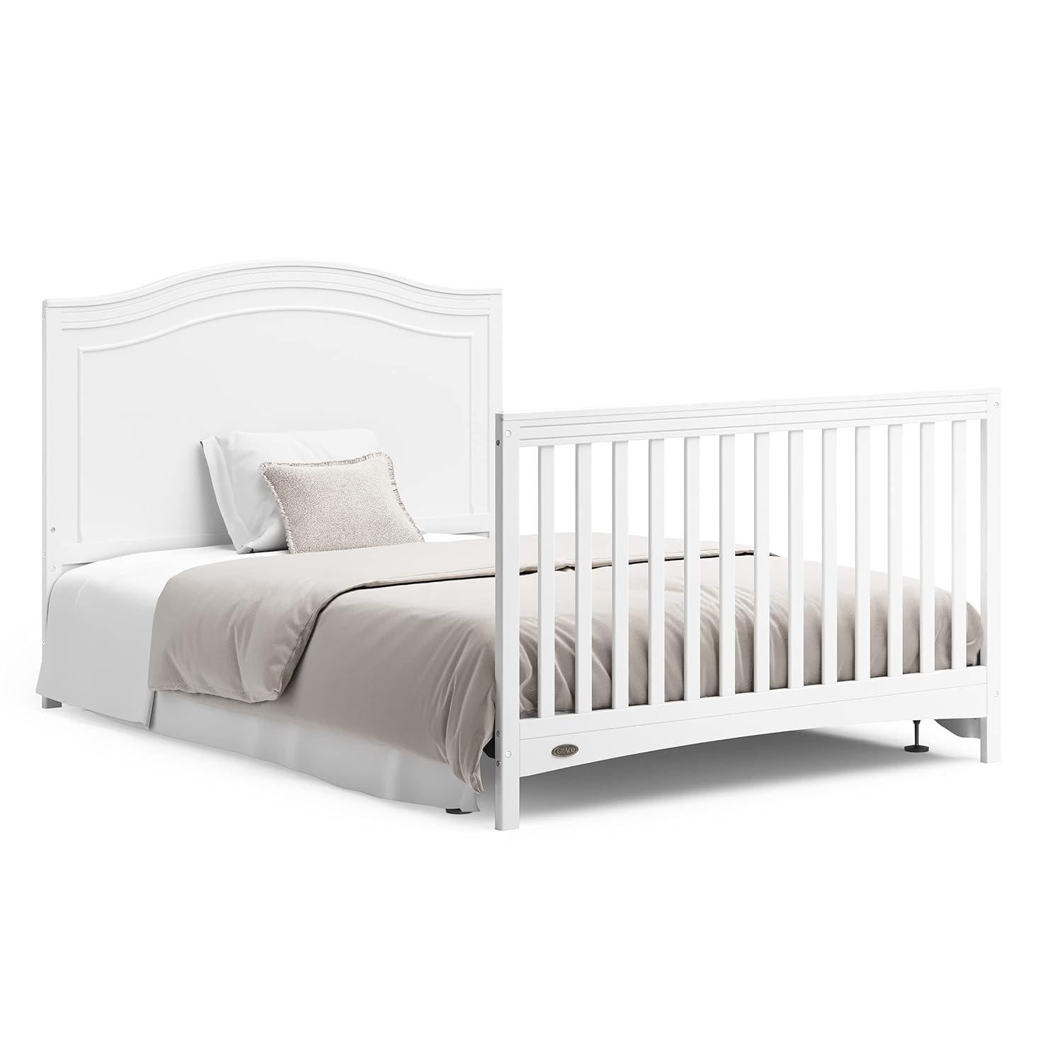 imageGraco Paris 4in1 Convertible Crib GREENGUARD Gold Certified Converts to Toddler Bed and Daybed Fits Standard FullSize Crib Mattress Adjustable Mattress Support Base Frosted OatWhite